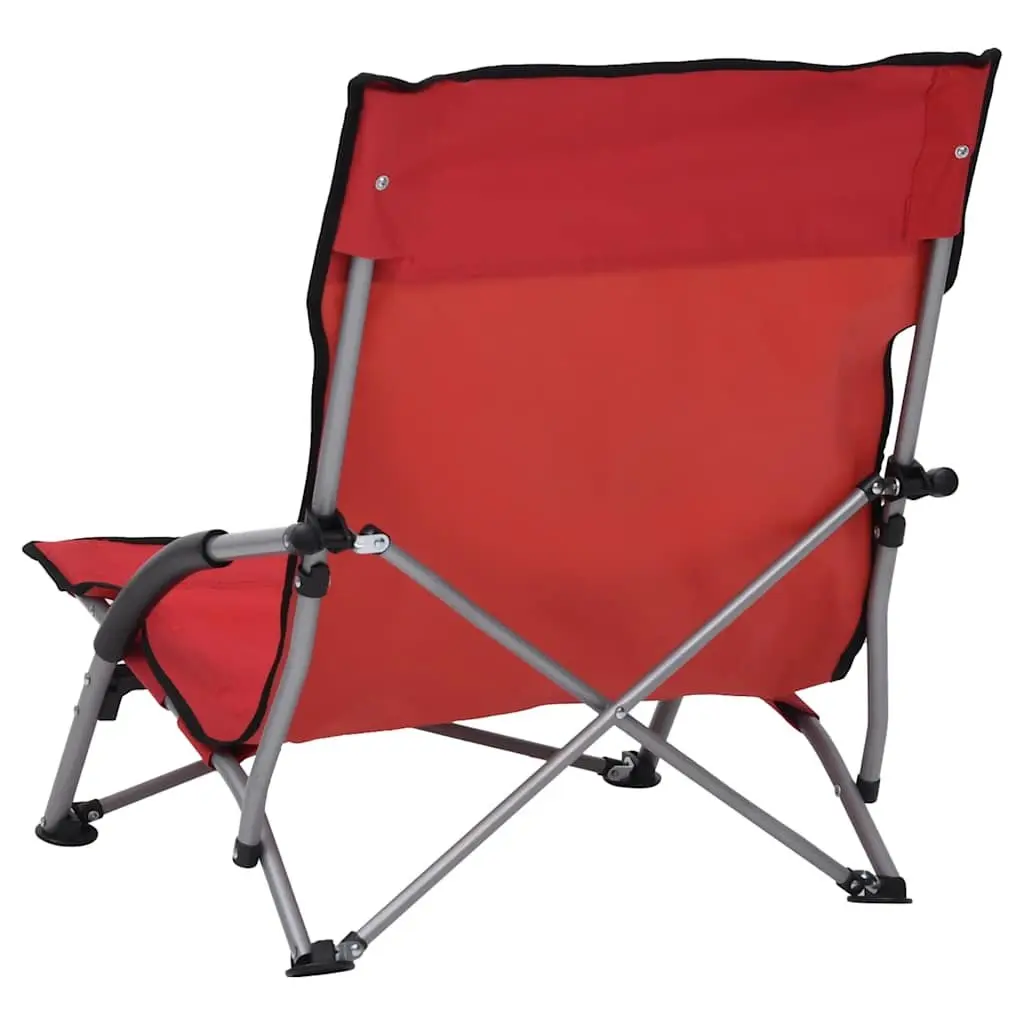 Folding Beach Chairs Oxford Fabric 2 Pieces Red Outdoor Camping Seating