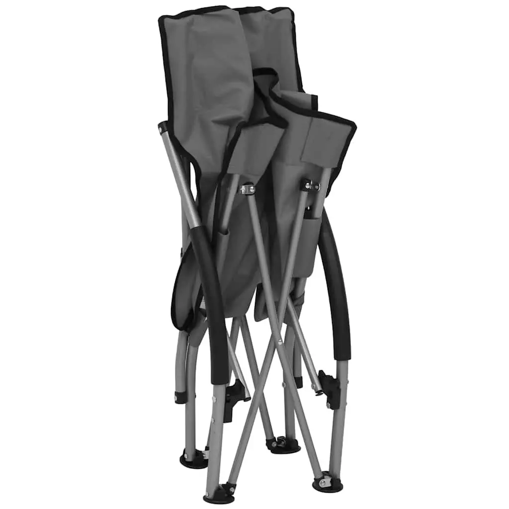Folding Beach Chairs Lightweight Portable Grey Oxford Fabric Set of 2