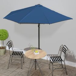 Half Round Balcony Parasol Outdoor Sun Shade UV Protection Crank Opening Blue