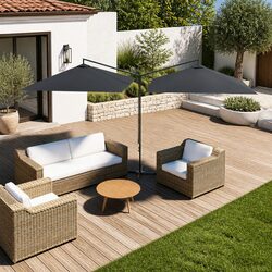 Double Garden Parasol Outdoor Shade 600x300cm Steel Pole Anthracite Sun Canopy