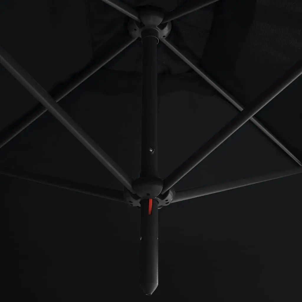 Double Garden Parasol Dual Canopy 600x300cm Black Steel Pole