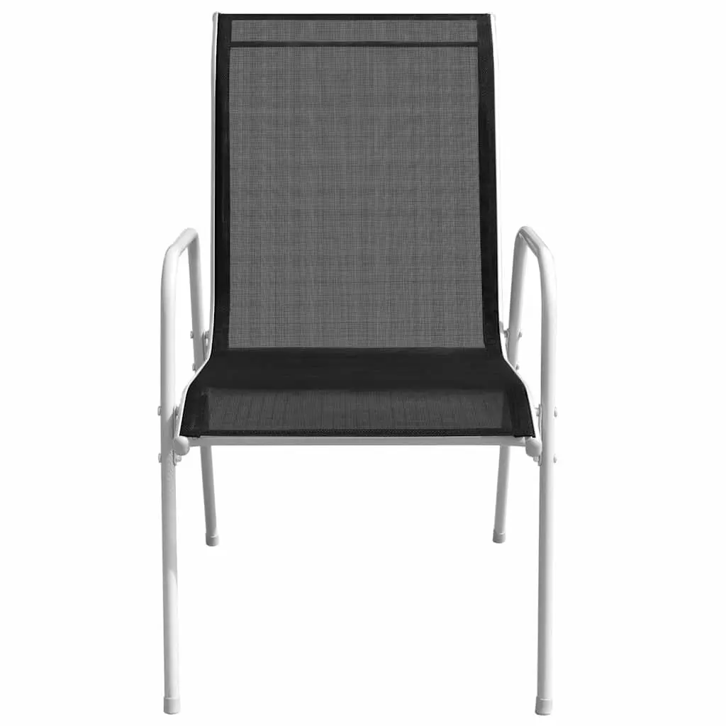Stackable Outdoor Garden Armchairs Black Steel Textilene 4 Piece