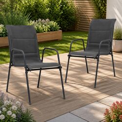 Stackable Outdoor Dining Chairs 2 pcs Garden Seating Patio Furniture Anthracite