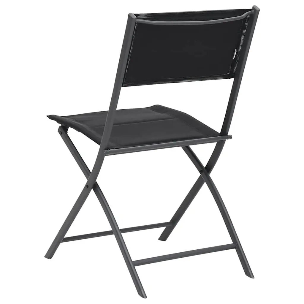 Outdoor Folding Chairs 4 Piece Set Garden Patio Seating Steel Frame Black