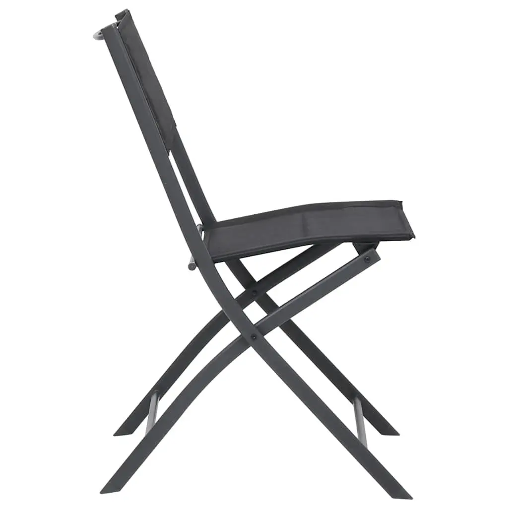 Outdoor Folding Chairs 4 Piece Set Garden Patio Seating Steel Frame Black