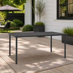 Outdoor Dining Table Anthracite 150x90x74 cm Steel Glass Top Patio Garden
