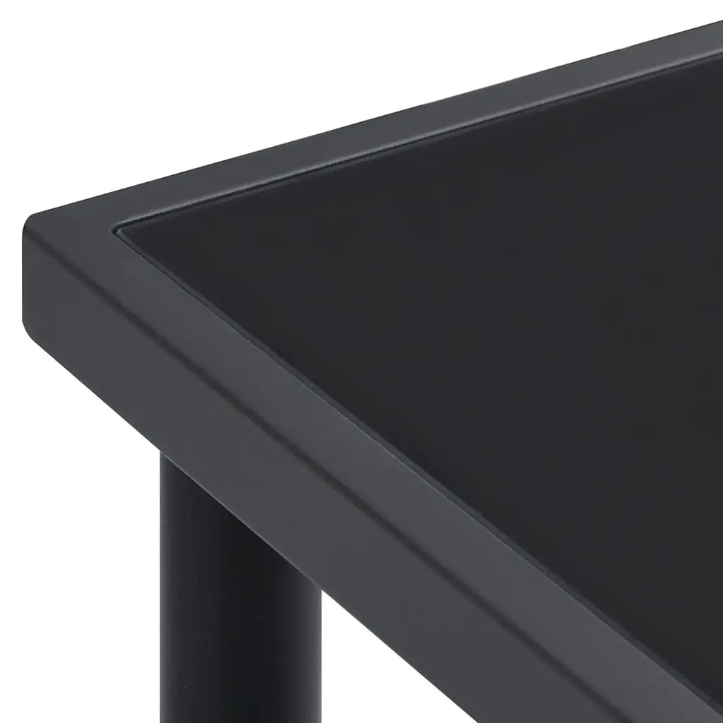 Outdoor Dining Table Anthracite 150x90x74 cm Steel Glass Top Patio Garden