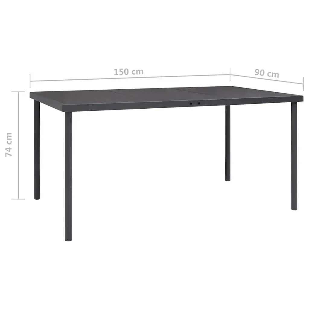 Outdoor Dining Table Anthracite 150x90x74 cm Steel Glass Top Patio Garden
