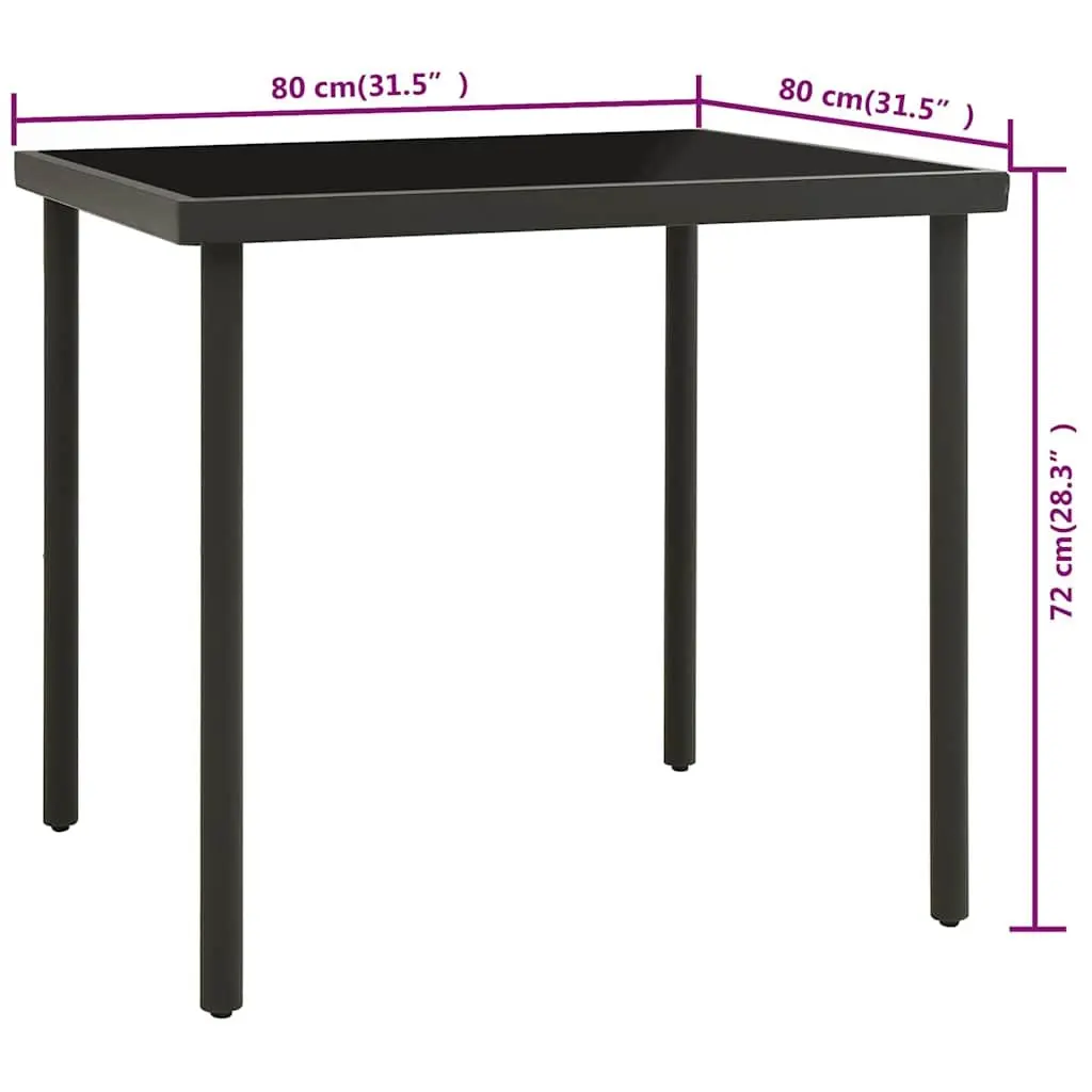 Outdoor Dining Table Anthracite Square Glass Top Steel Legs Garden Patio