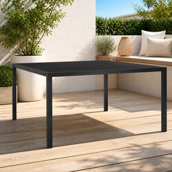 Garden Dining Table 130x130x72cm Outdoor Patio Furniture Black Steel Glass Top