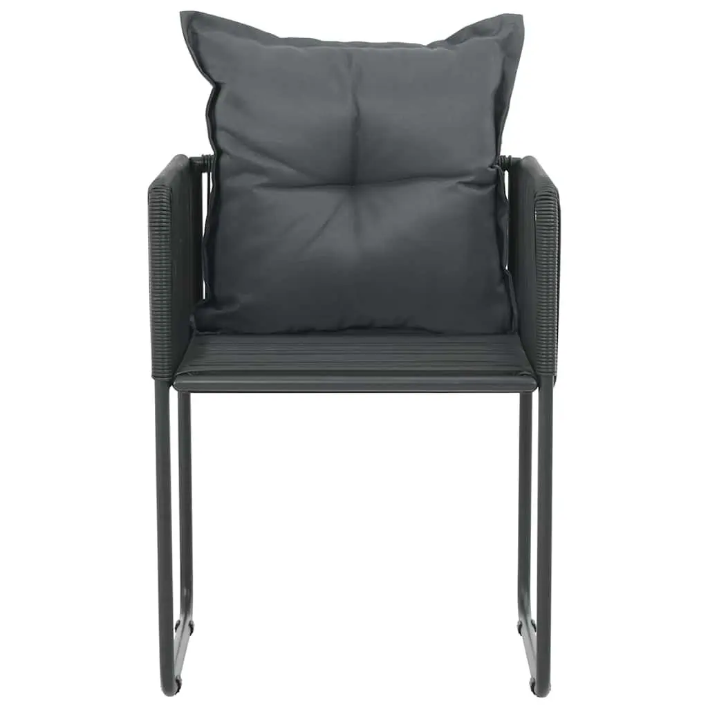 Outdoor Chairs Set 6 pcs with Pillows Poly Rattan Garden Seating Black