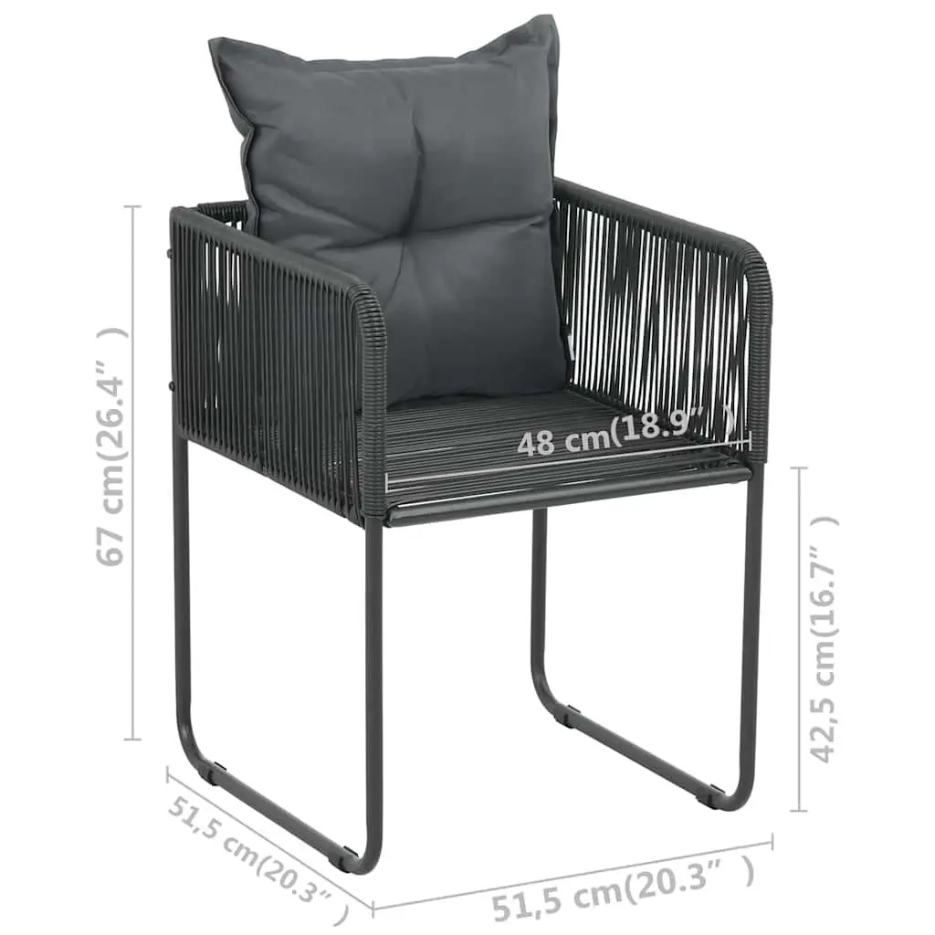 Outdoor Chairs Set 6 pcs with Pillows Poly Rattan Garden Seating Black