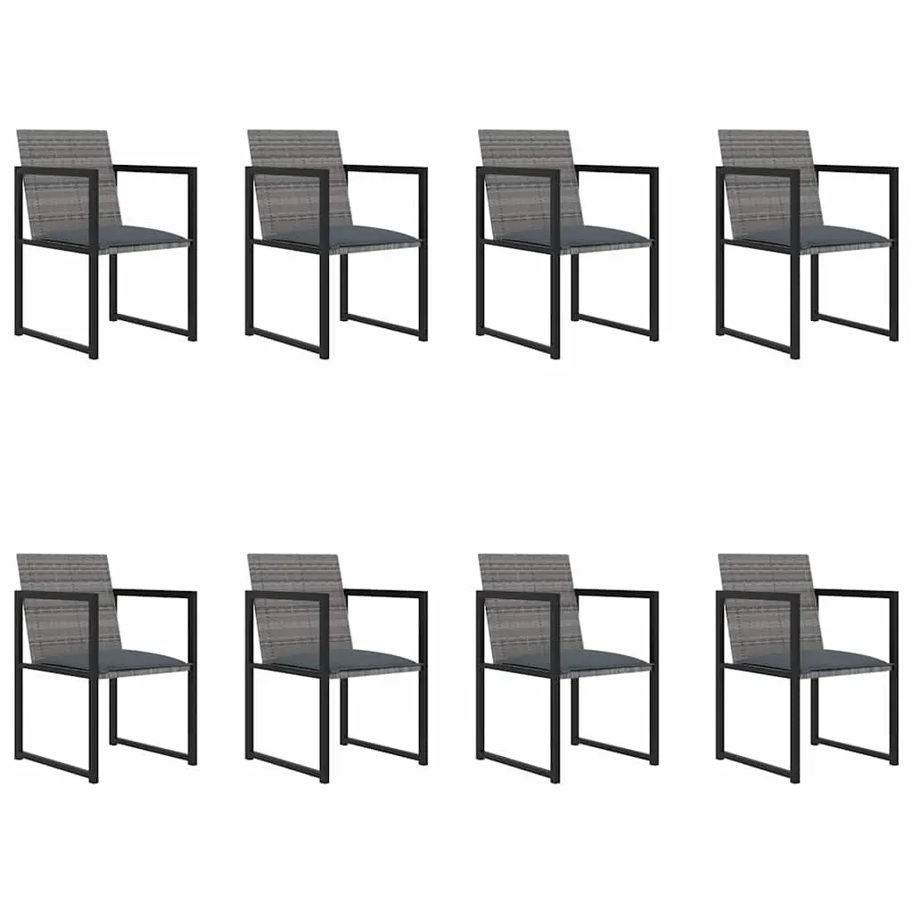 Outdoor Dining Set 9 Piece Grey Rattan Patio Garden Furniture with Cushions