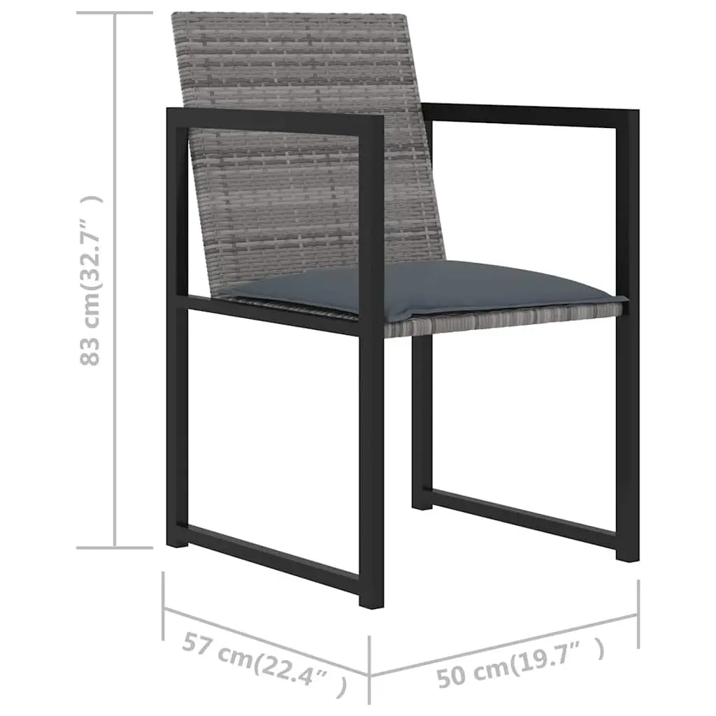 Outdoor Dining Set 9 Piece Grey Rattan Patio Garden Furniture with Cushions