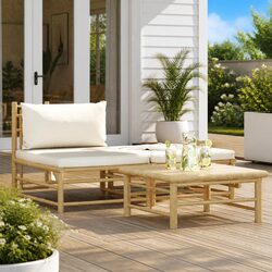Outdoor Sectional Sofa Lounge Set 3 Piece Modular Garden Furniture with Cushions