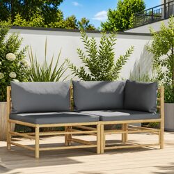Outdoor Garden Lounge Set 2 Piece Bamboo Sectional Sofa Modular Patio Seating