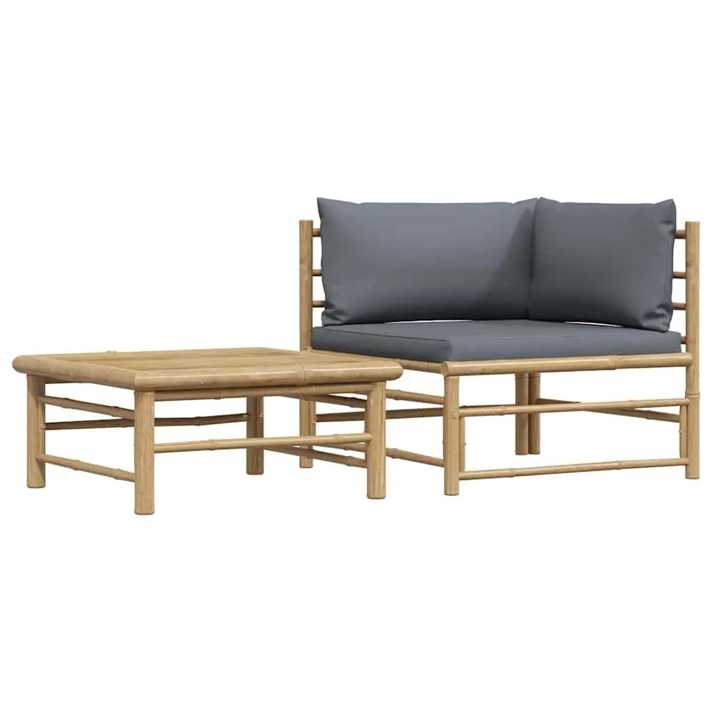 2 Piece Outdoor Sectional Lounge Set with Cushions Modular Garden Seating