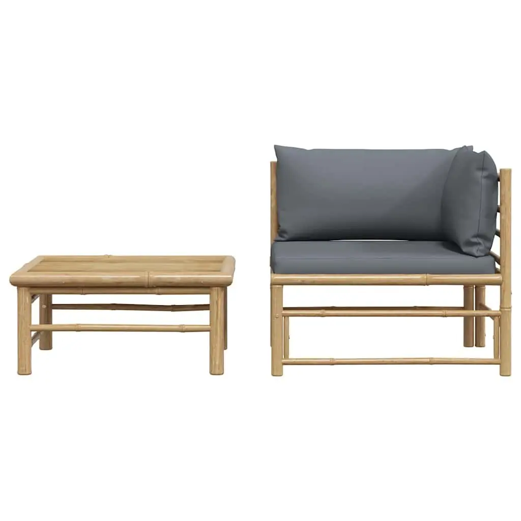 2 Piece Outdoor Sectional Lounge Set with Cushions Modular Garden Seating