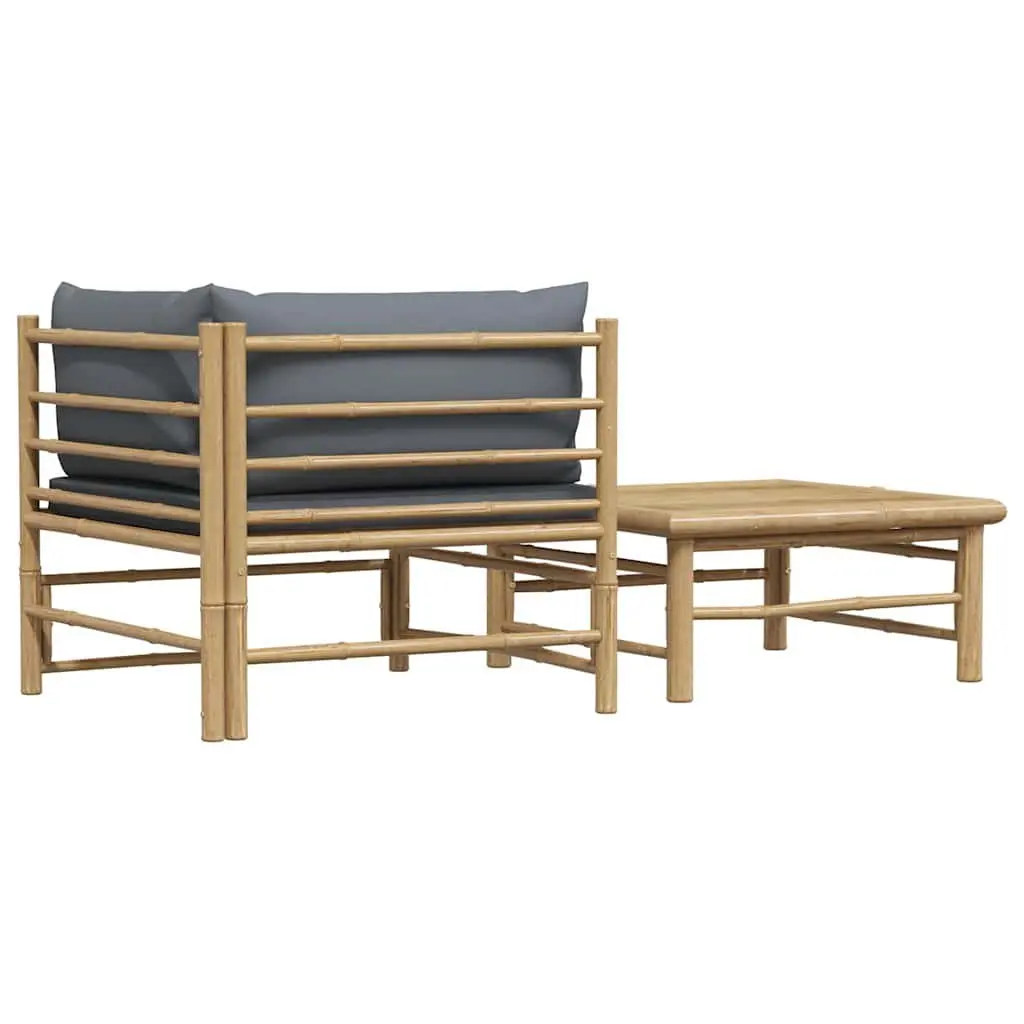 2 Piece Outdoor Sectional Lounge Set with Cushions Modular Garden Seating