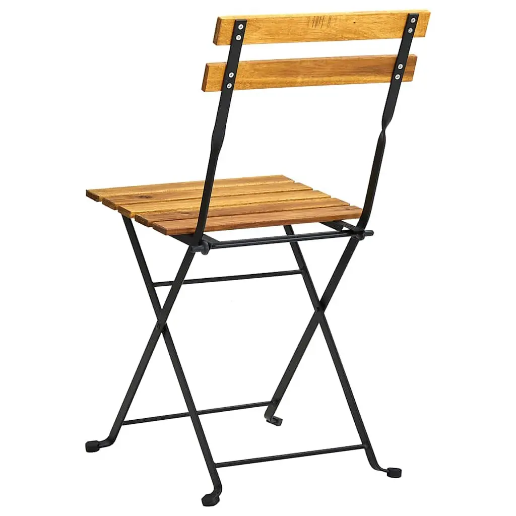 Folding Outdoor Chairs 2 pcs Garden Patio Seating Steel Acacia Wood Brown