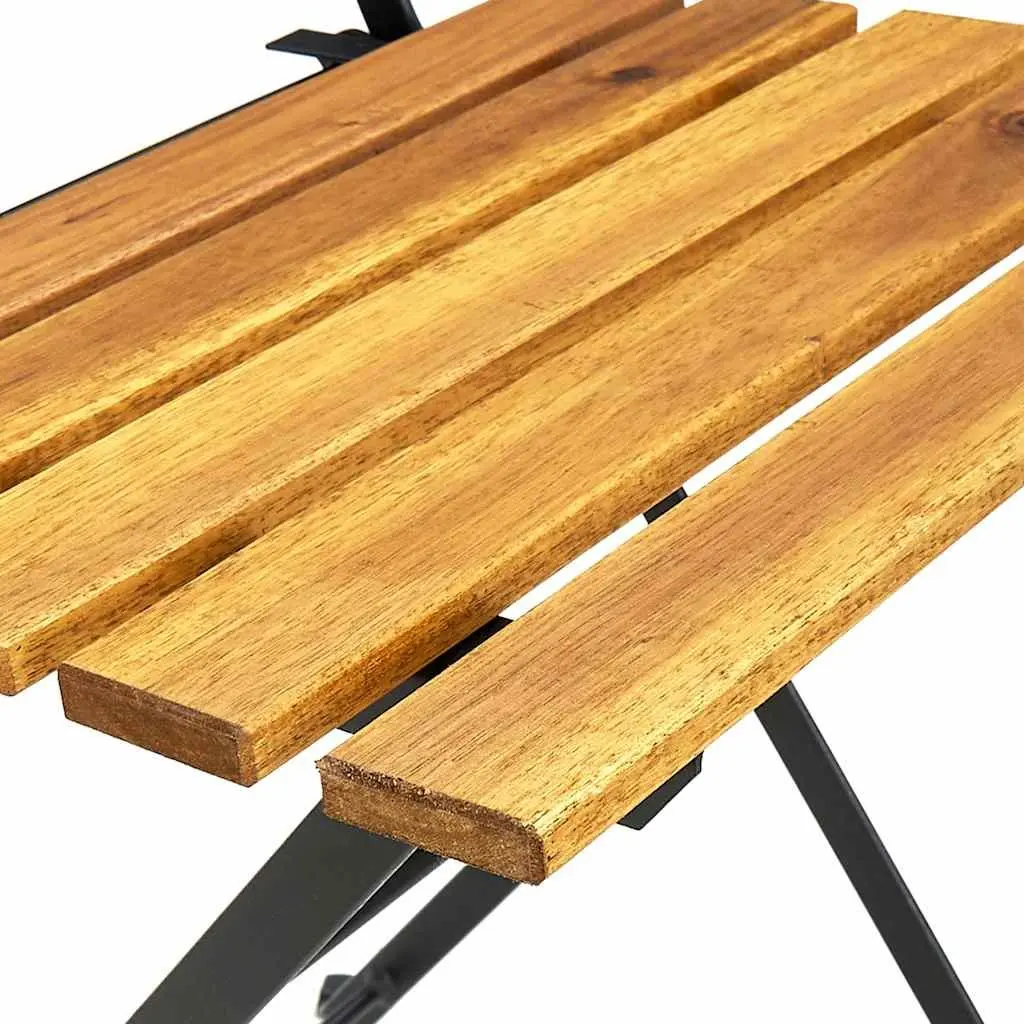 Folding Outdoor Chairs 2 pcs Garden Patio Seating Steel Acacia Wood Brown