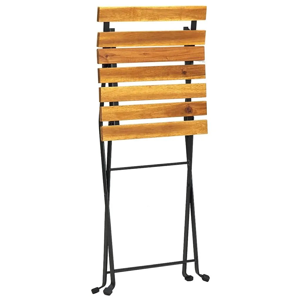 Folding Outdoor Chairs 2 pcs Garden Patio Seating Steel Acacia Wood Brown