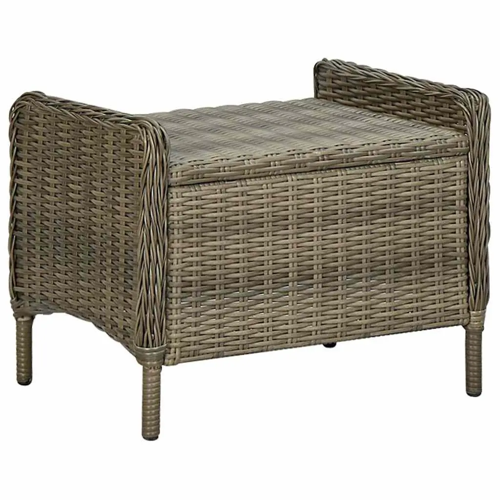 Reclining Garden Chair with Footstool Powder-Coated Steel Frame PE Rattan Outdoor Lounger Brown