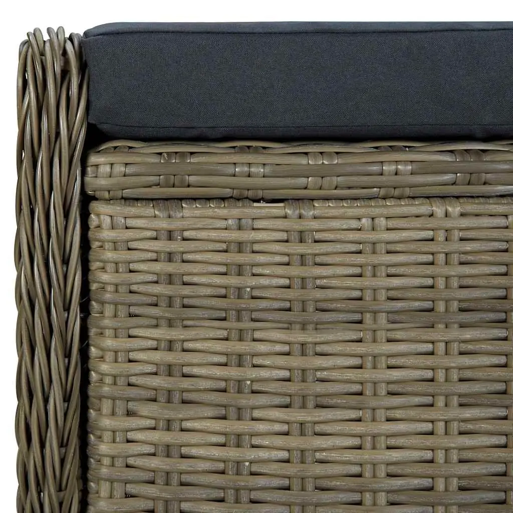 Reclining Garden Chair with Footstool Powder-Coated Steel Frame PE Rattan Outdoor Lounger Brown
