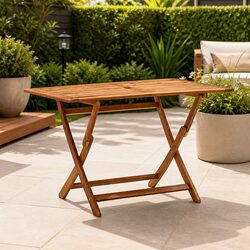 Folding Garden Dining Table Outdoor Patio Furniture Brown Wood 120x70x75cm