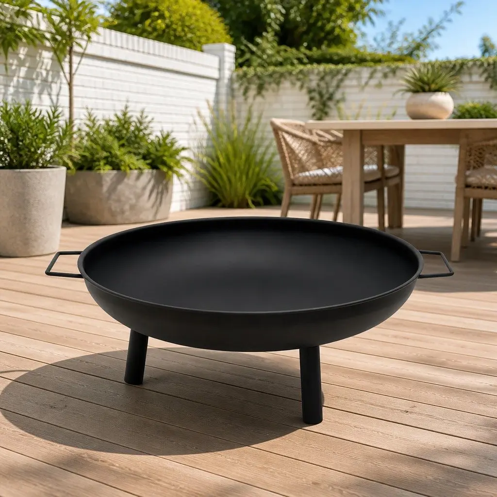 Fire Pit Large Steel Bowl 67.5x58x22.5 cm Black Outdoor Heating