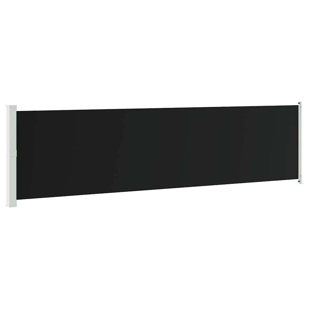 Retractable Side Awning UV Resistant 600x160 cm Black Polyester Outdoor Privacy Screen