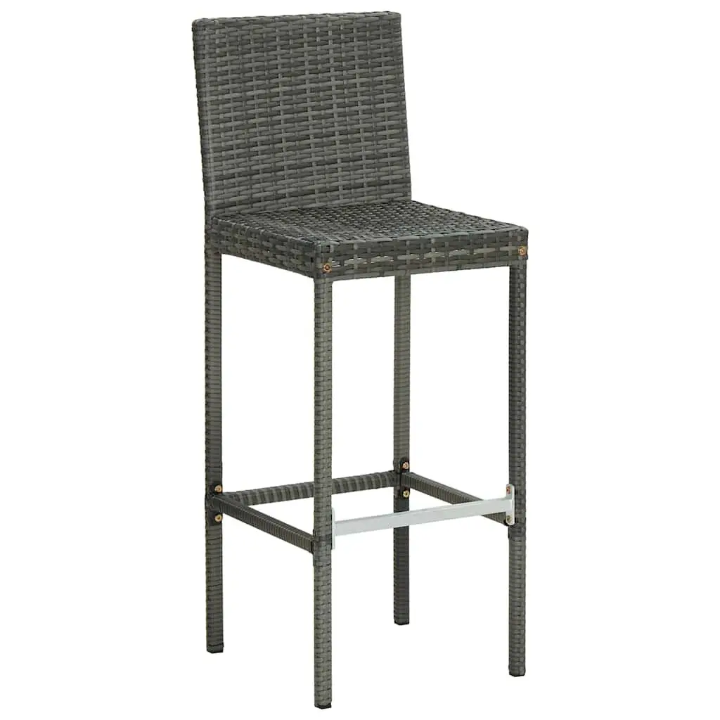 Outdoor Bar Stools Set of 4 Grey Poly Rattan with Cushions