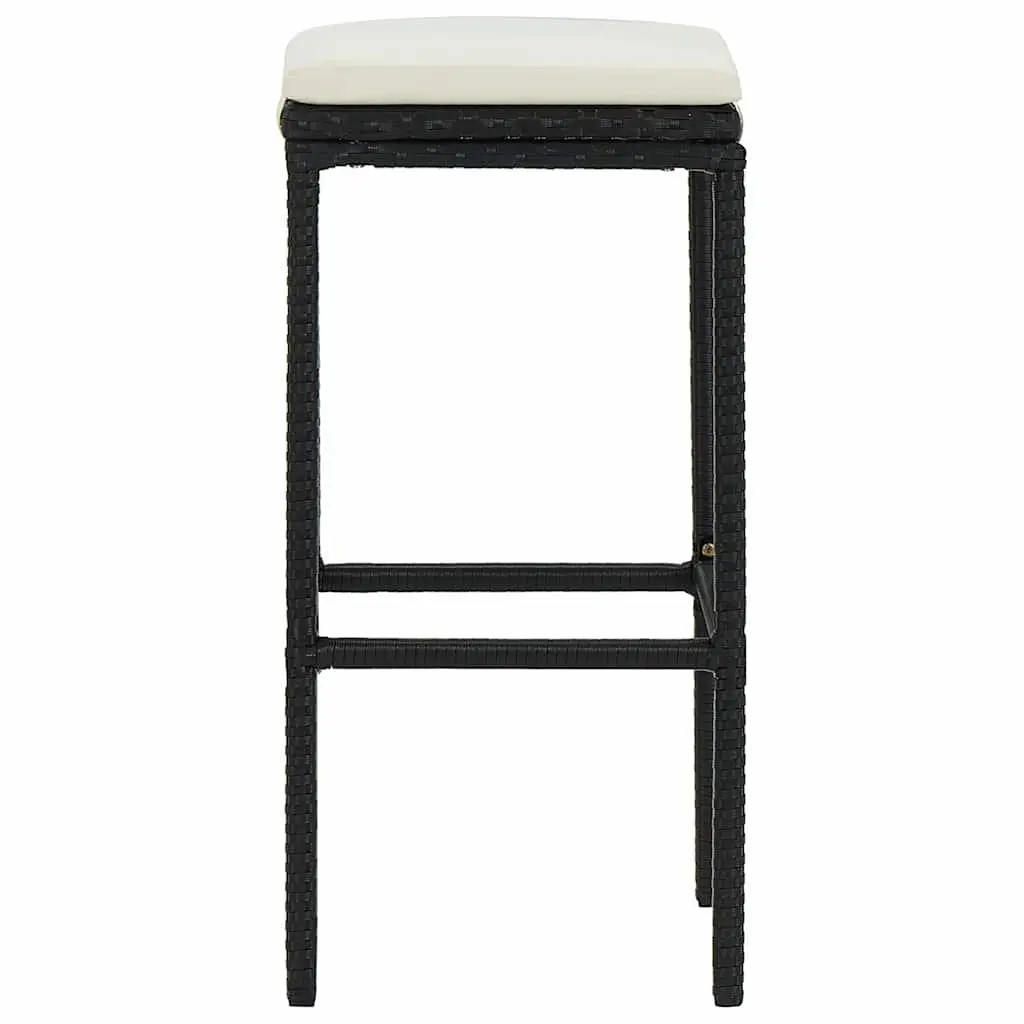 Bar Stools Cushioned Set of 6 Black PE Rattan
