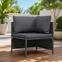 Outdoor Sectional Corner Sofa Grey PE Rattan Weather-Resistant Garden Lounge