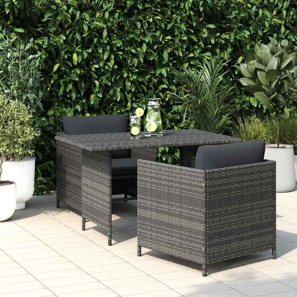 Garden Dining Table Water-resistant PE Rattan Grey Steel Frame 110x70x65cm