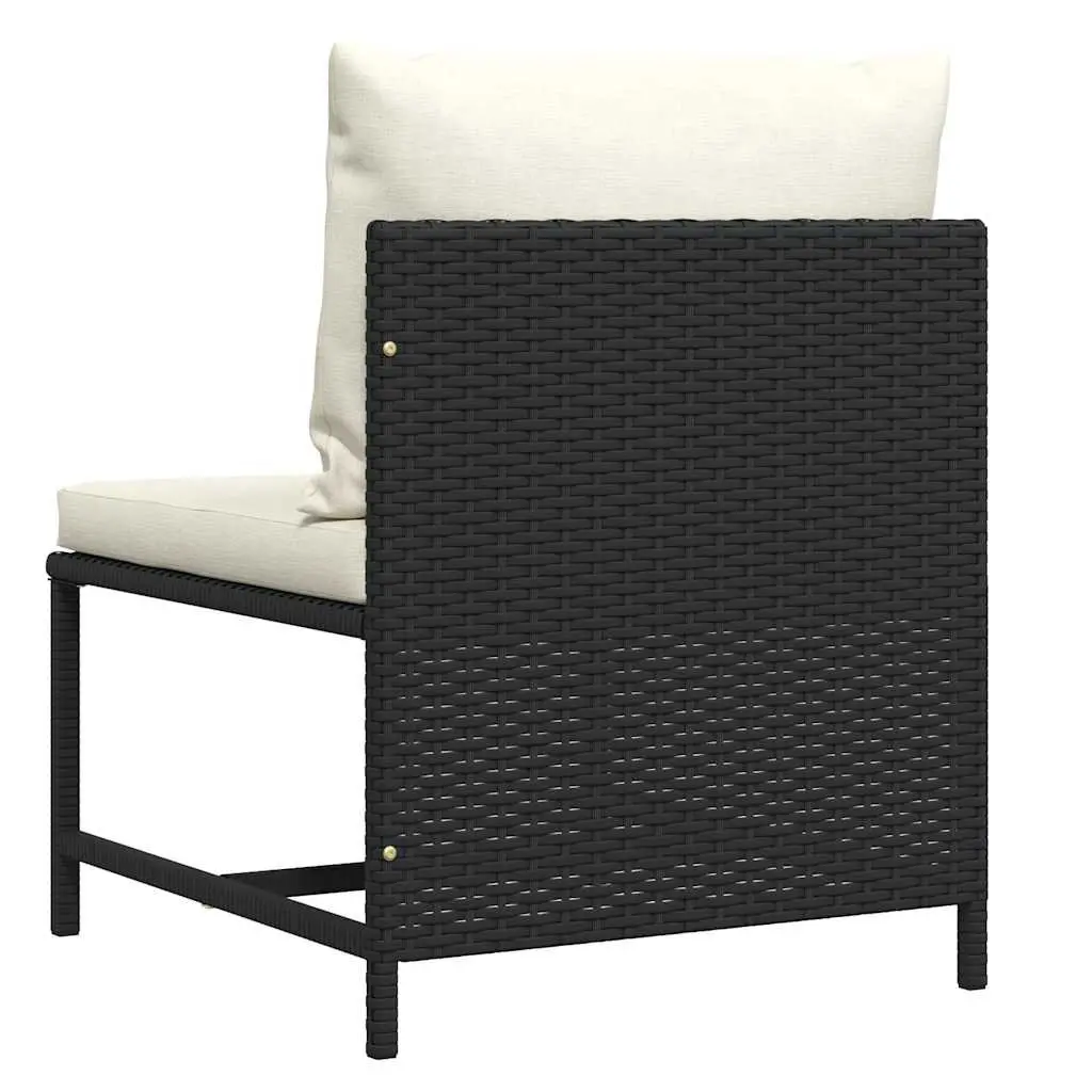 Outdoor Sectional Middle Sofa Weather-resistant PE Rattan Black Modular Garden Lounge Seat