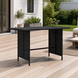 Outdoor Dining Table Garden Furniture Black Poly Rattan Patio 110x70x65cm