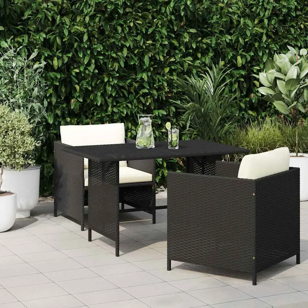 Outdoor Dining Table Garden Furniture Black Poly Rattan Patio 110x70x65cm