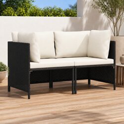 2-Seater Garden Sofa Outdoor Patio Lounge PE Rattan Sectional with Cushions