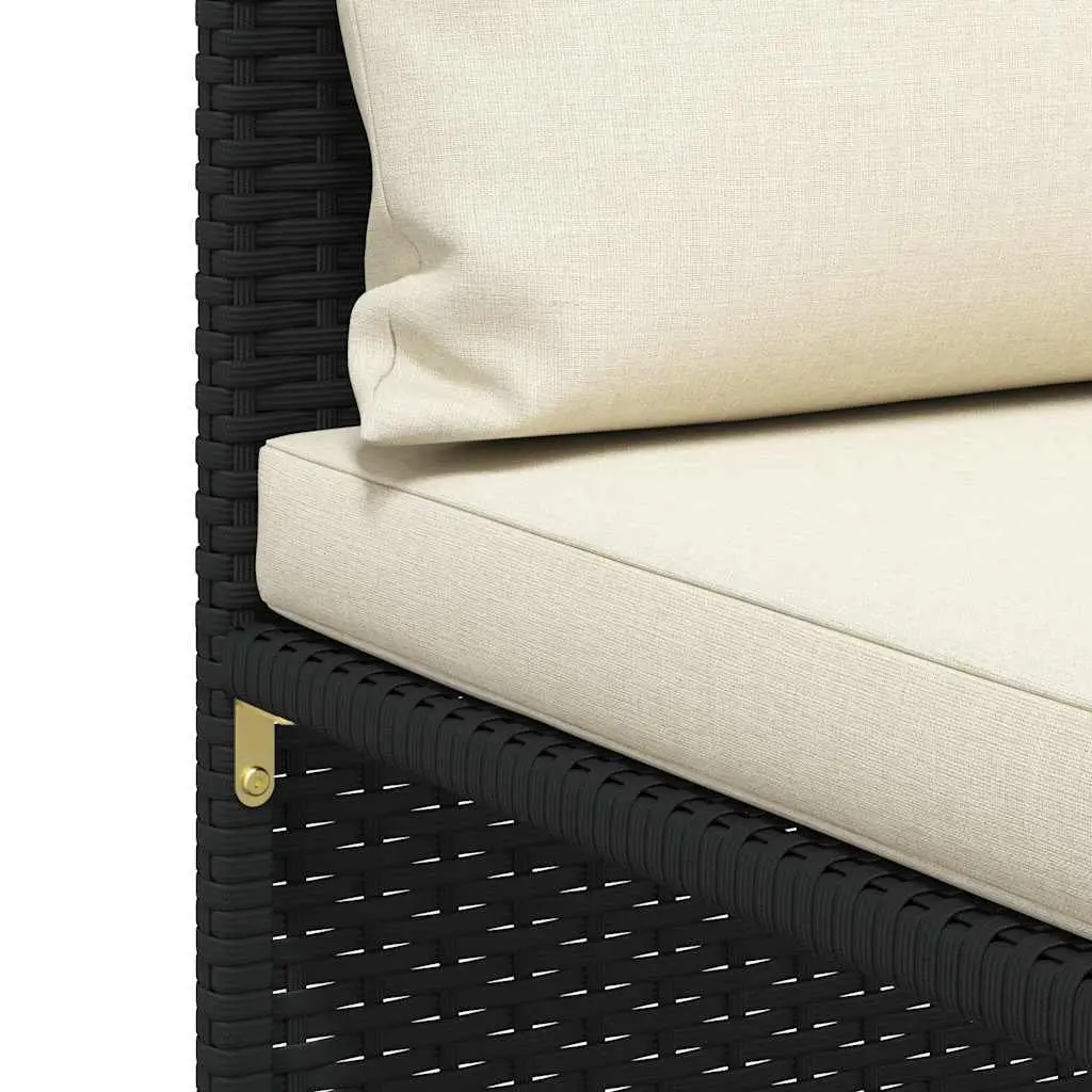 3-Seater Garden Sofa Poly Rattan Outdoor Patio Lounge Couch Black