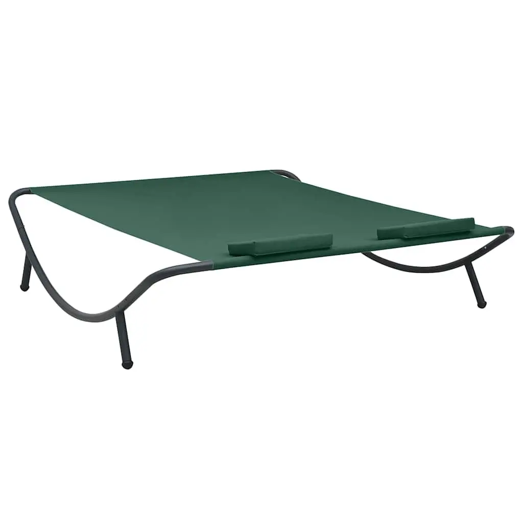 Outdoor Lounge Bed Weather-Resistant Oxford Fabric Green with Pillows