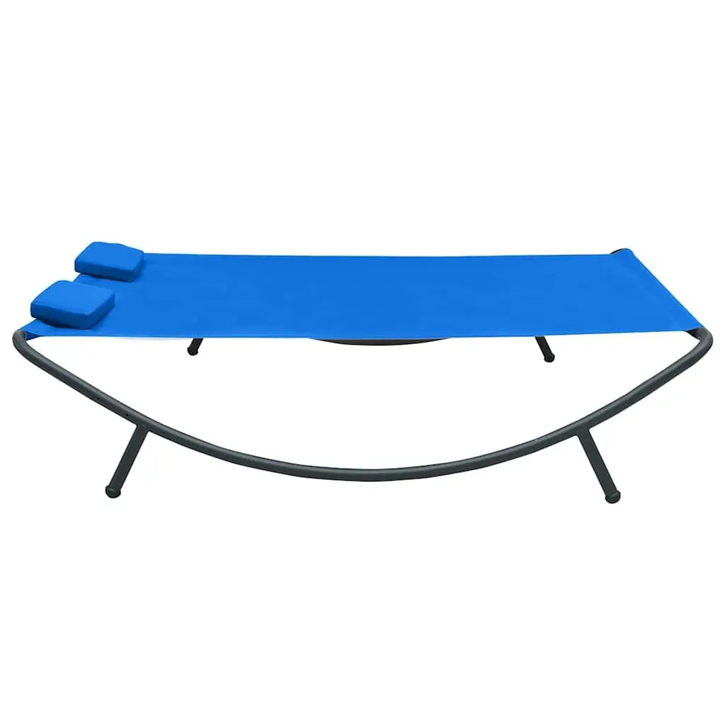 Outdoor Lounge Bed Weather-Resistant Oxford Fabric Blue Garden Patio Sun Bed