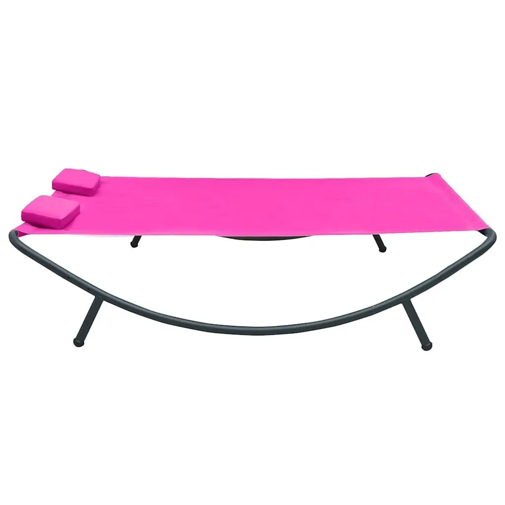 Outdoor Lounge Bed Weather-Resistant Oxford Fabric Pink Garden Patio Daybed