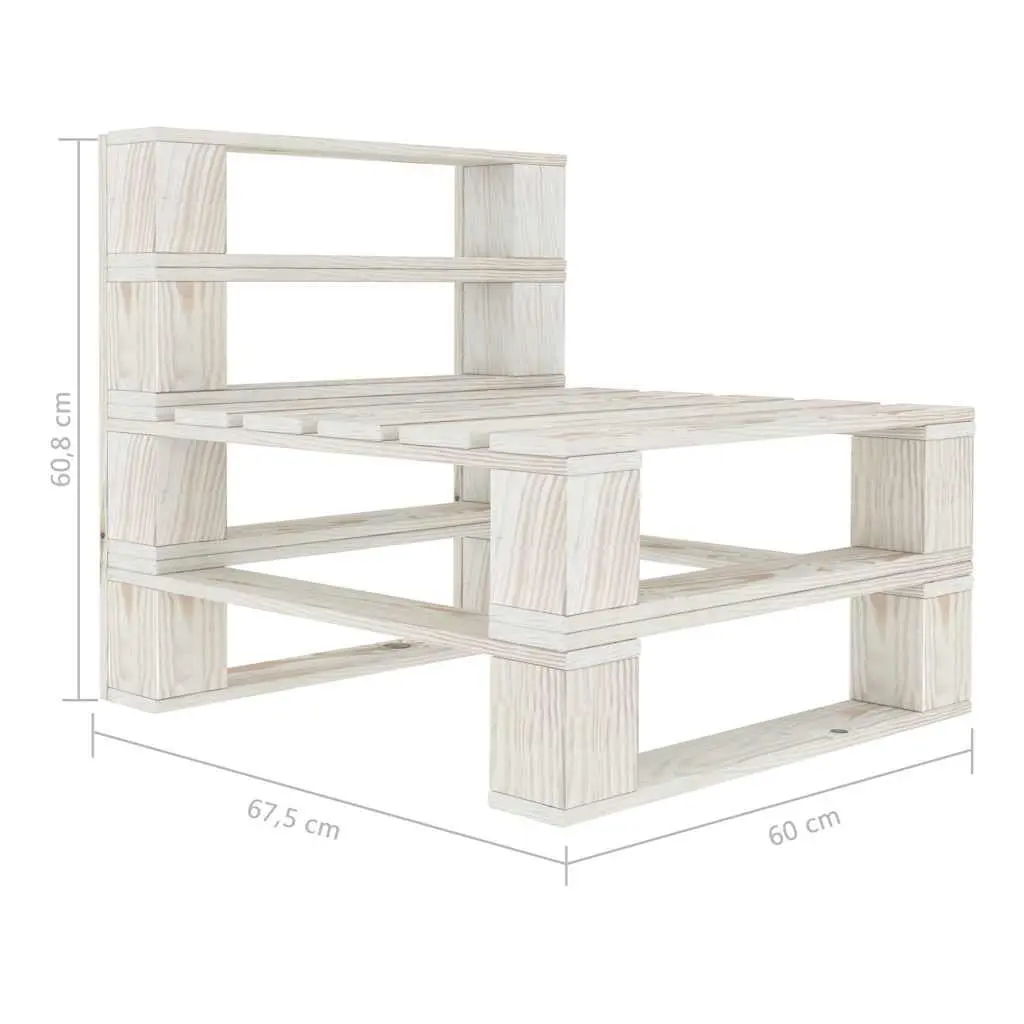 Garden Pallet Middle Sofa Wooden White Outdoor Patio Modular Section Seat
