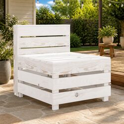 Outdoor Pallet Sofa White Wooden Garden Furniture Patio Seating Relaxation