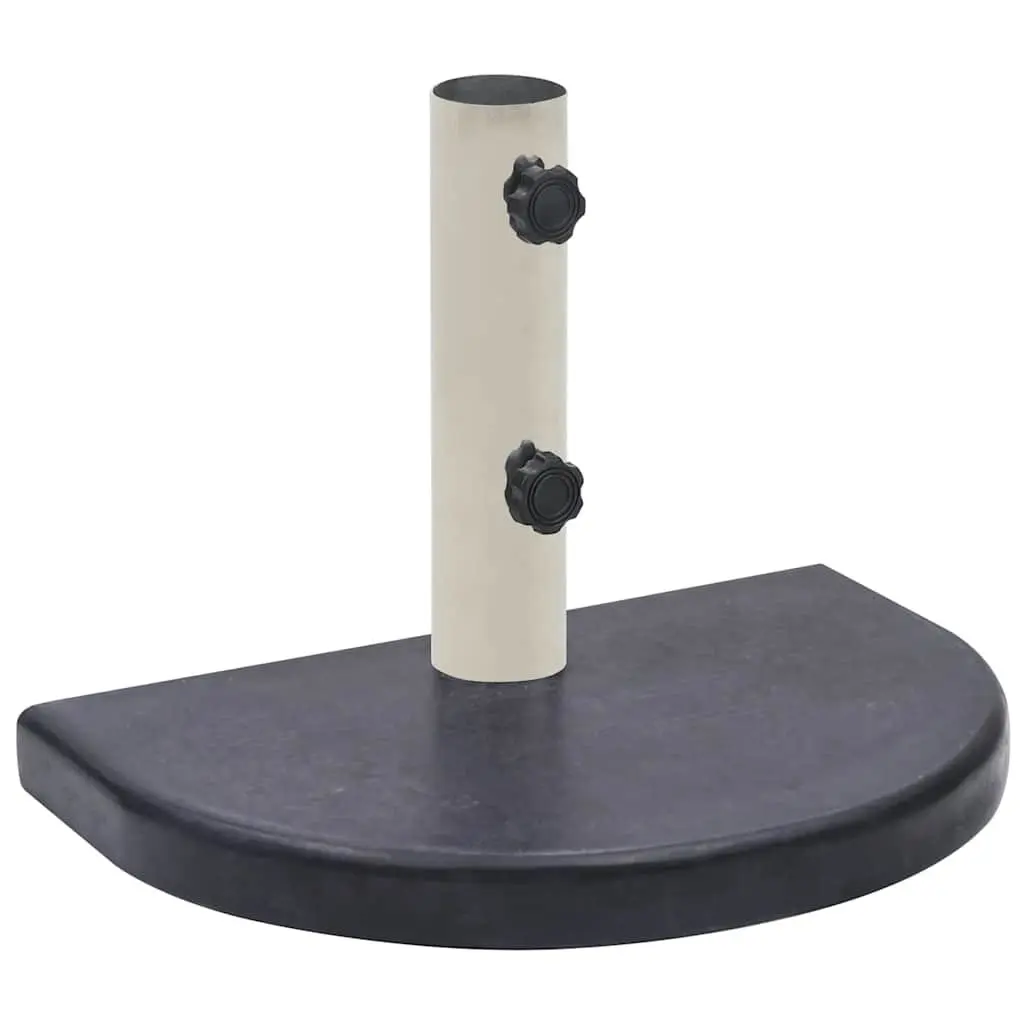 Half-Round Umbrella Base Granite Outdoor Parasol Holder Black 40x28x4cm