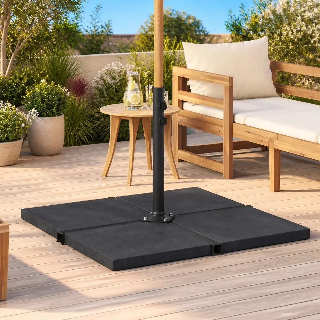Umbrella Weight Plate Square Black Granite Base Stand 25kg
