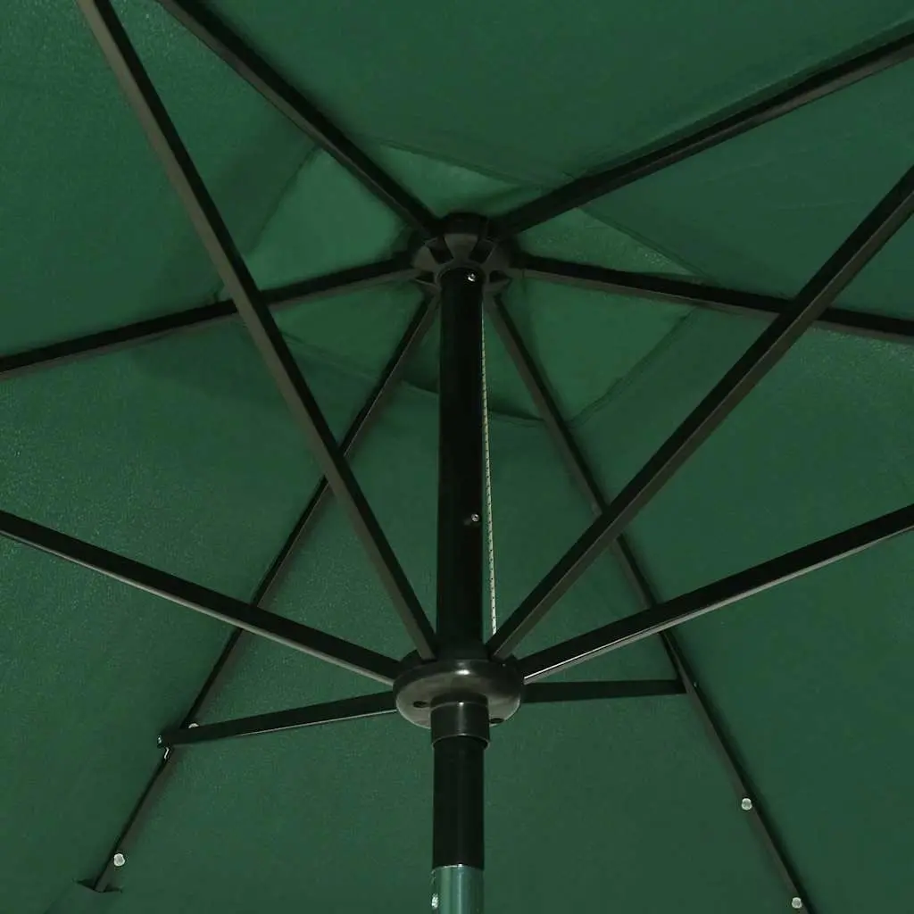 Garden Parasol UV Protective 2x3m Green Outdoor Patio Umbrella with Solar Powered LED Lights
