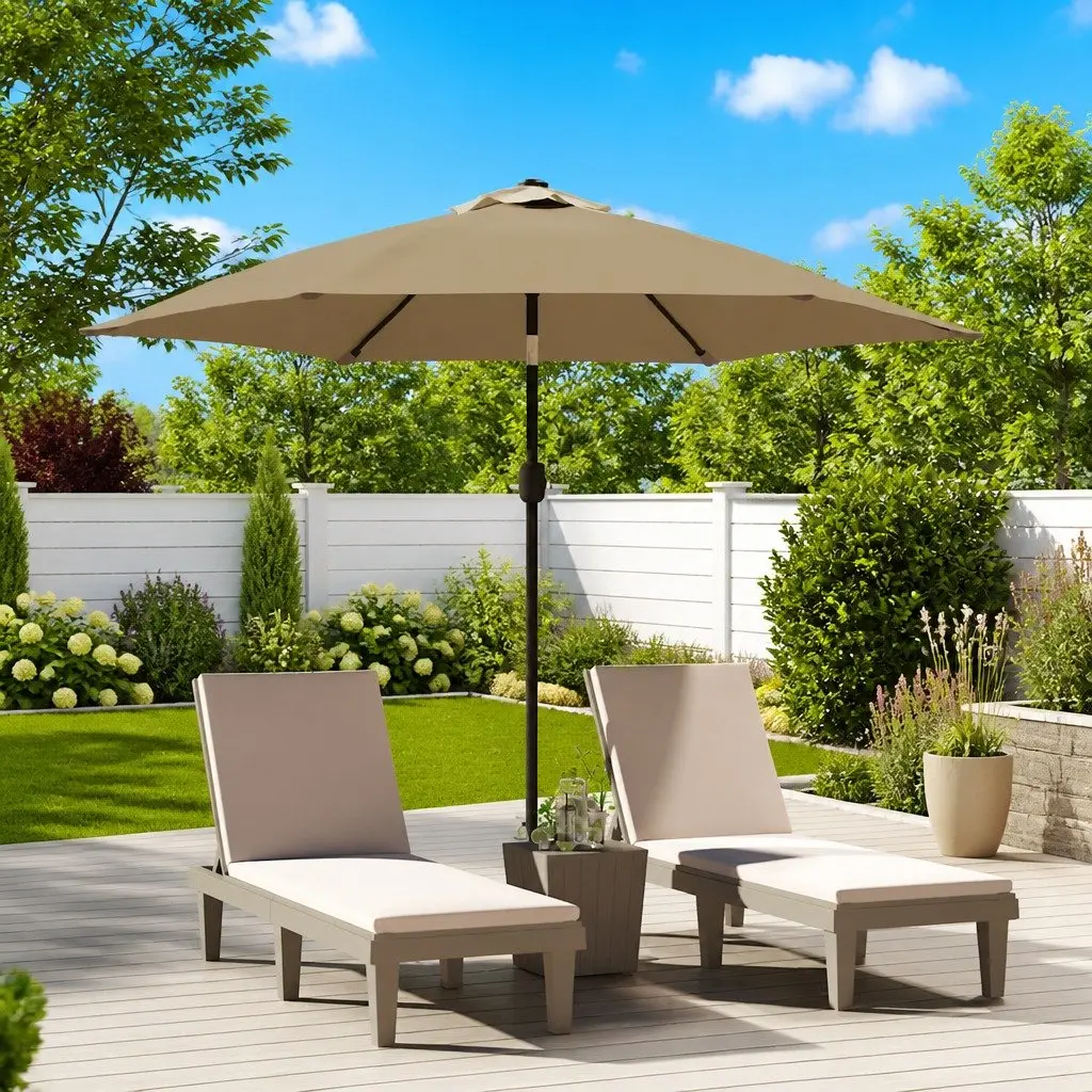Replacement Parasol Fabric UV Protection 300cm Taupe Polyester Outdoor Sunshade Cover