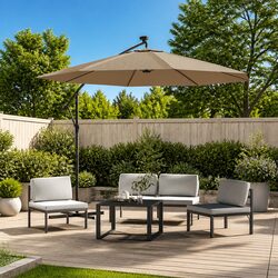 Replacement Fabric for Cantilever Umbrella 300cm Taupe Outdoor Parasol Cover